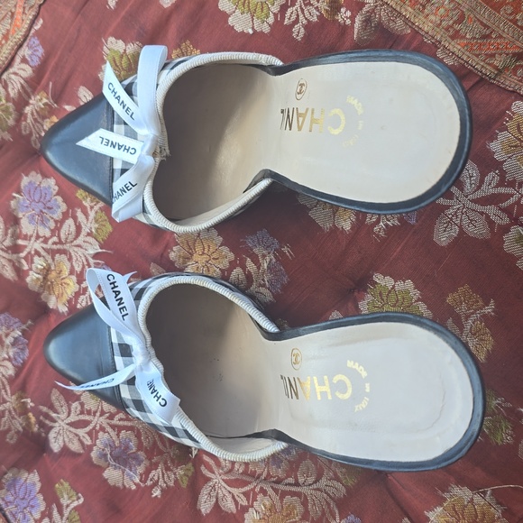 Chanel Gingham Black & White Mules - Picture 7 of 11